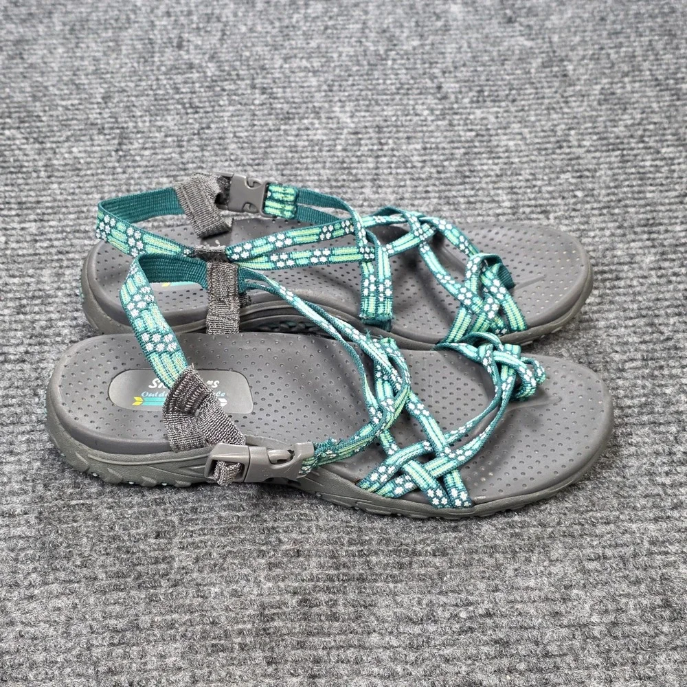 Skechers Outdoor Lifestyle Strappy Hiking Sandals Womens Size 10.5 Teal Toe Loop
